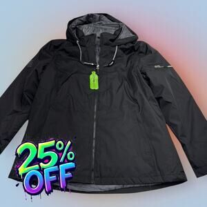 FREE COUNTRY Women's Large TRICLIMATE Black Hooded Jacket 3-IN-1